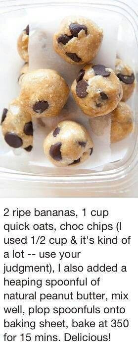 some chocolate chip cookies in a plastic container with instructions on how to bake them