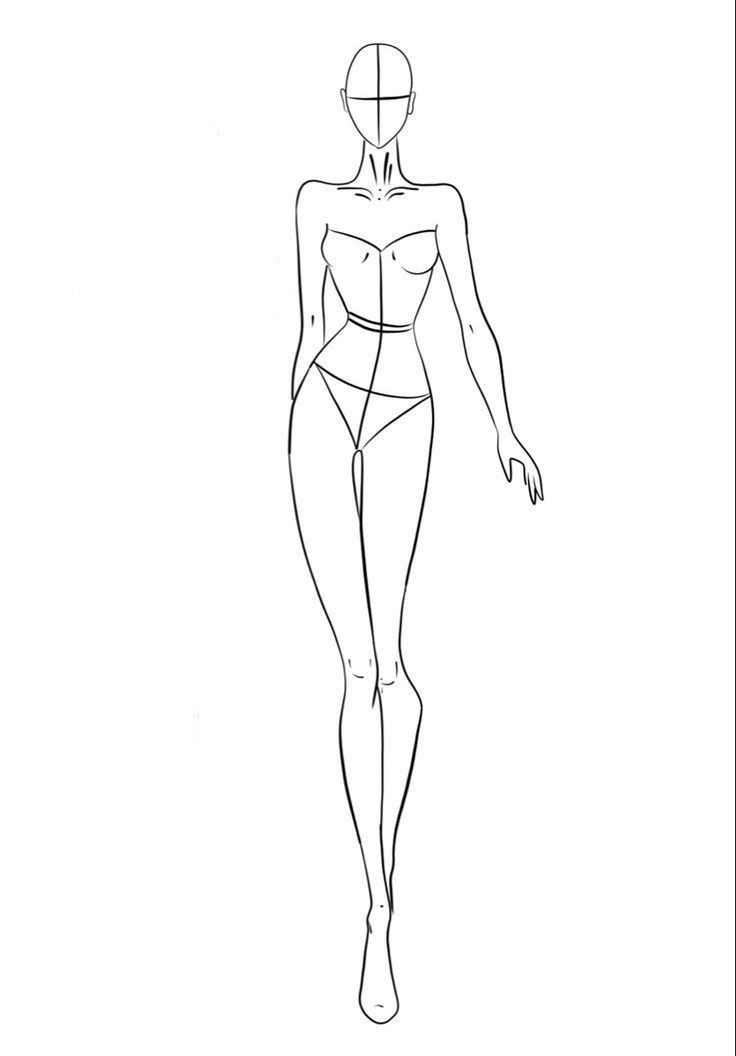 a line drawing of a woman's body and head in the shape of a figure