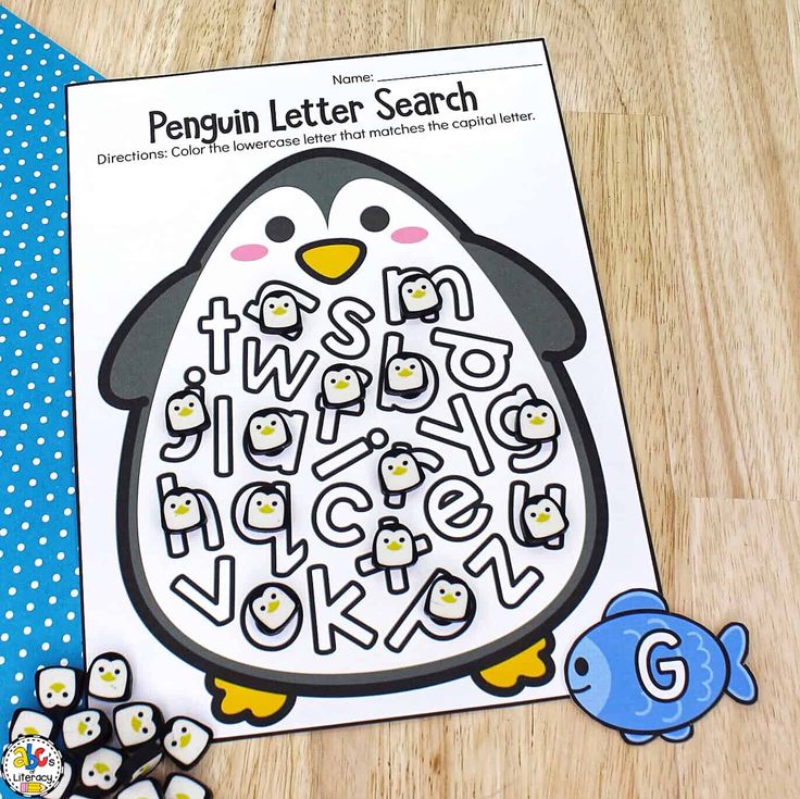 penguin letter search activity for kids to practice their handwriting and number recognition skills with penguins