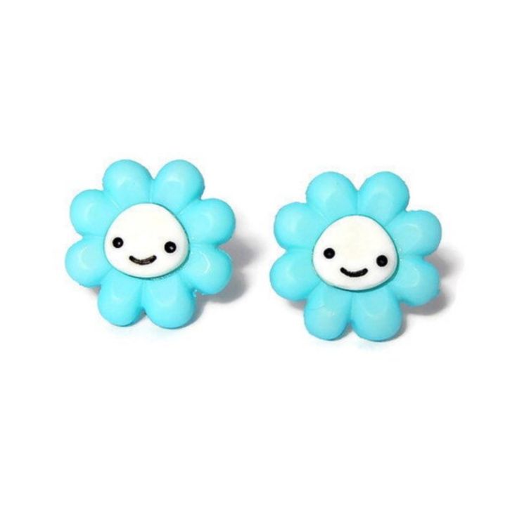 The Blue Happy Face Earrings Measure 15mm And Have Silver Tone Posts. The Petite Daisy Earrings Will Be Packaged In A Gift Box And Shipped In A Padded Mailer. Blue Round Flower Earrings Hypoallergenic, Blue Round Hypoallergenic Flower Earrings, Fun Blue Nickel-free Jewelry, Hypoallergenic Blue Flower Earrings, Fun Blue Nickel-free Earrings, Playful Blue Nickel-free Jewelry, Fun Blue Hypoallergenic Earrings, Blue Hypoallergenic Fun Jewelry, Fun Blue Jewelry With Matching Earrings