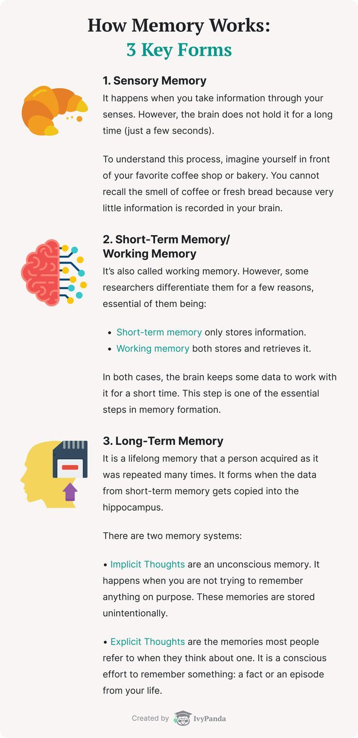 an info sheet describing how memory works for the 3 key forms in this text book