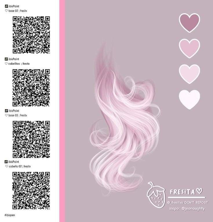 the back side of a pink hair with hearts on it and qr code in the background