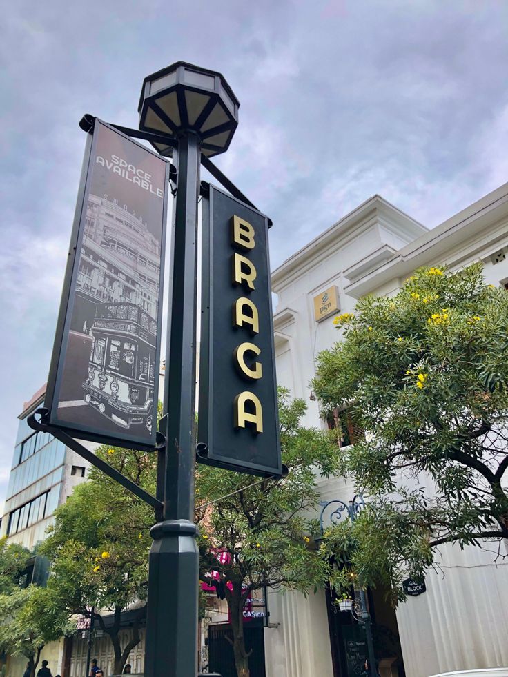 a street sign on a pole in front of a building