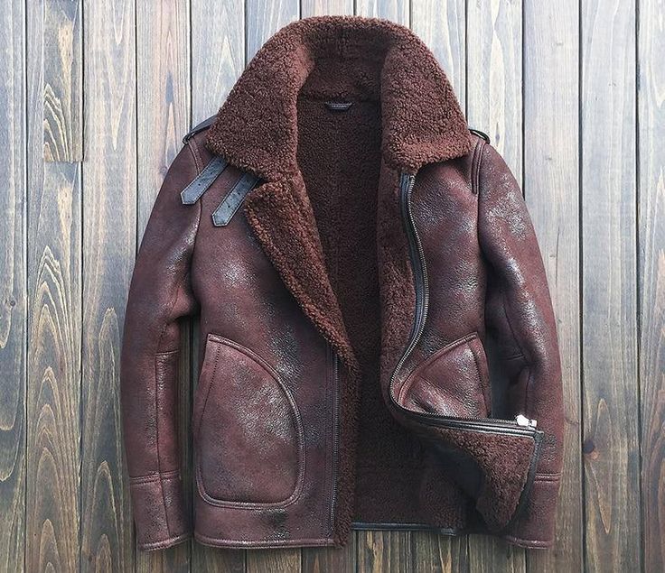 B3 Bomber Jacket Brown Aviator Winter Outerwear, Brown Shearling Aviator Jacket, Brown Sheepskin Aviator Outerwear, Brown Shearling Aviator Outerwear, Brown Sheepskin Aviator Leather Jacket, Brown Shearling Biker Jacket For Winter, Leather Coats For Men, Aviator Leather Jacket, Dark Brown Leather Jacket