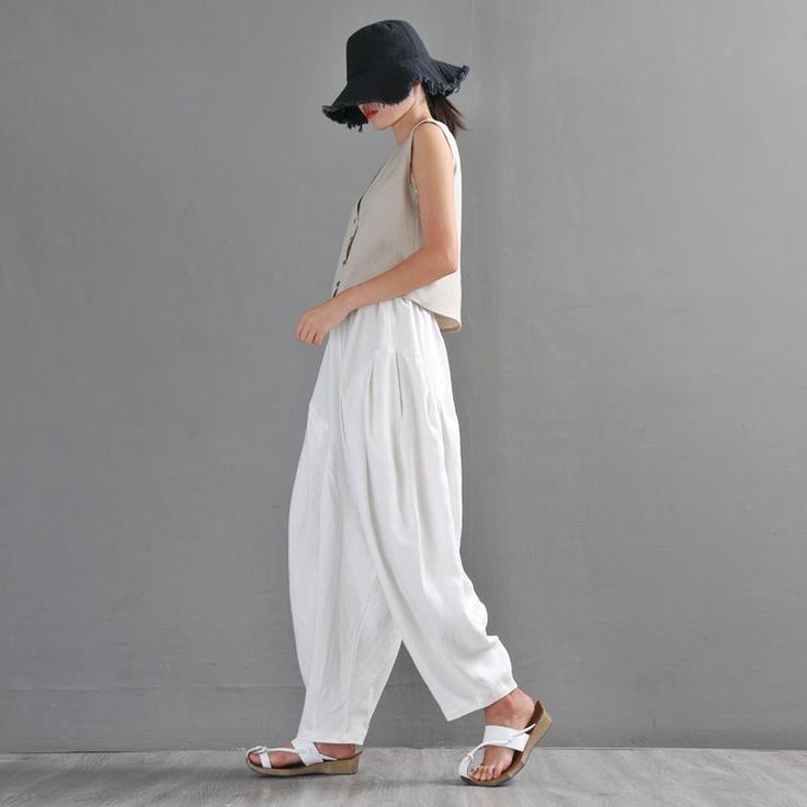 Buy BABBAKUD Loose Retro Linen Casual Pants Trousers Our Wide Selection Is Elegible For Free Delivery Casual Linen Harem Pants, Baggy High Waist Harem Pants For Vacation, Baggy Harem Pants For Beach And Spring, Casual Spring Harem Pants With Pockets, Straight Leg Spring Bottoms With Loose Fit, Relaxed Fit Cargo Pants For Spring, Loosely Fitted Straight Leg Bottoms For Spring, Baggy Casual Summer Pants, Casual Baggy Pants For Summer