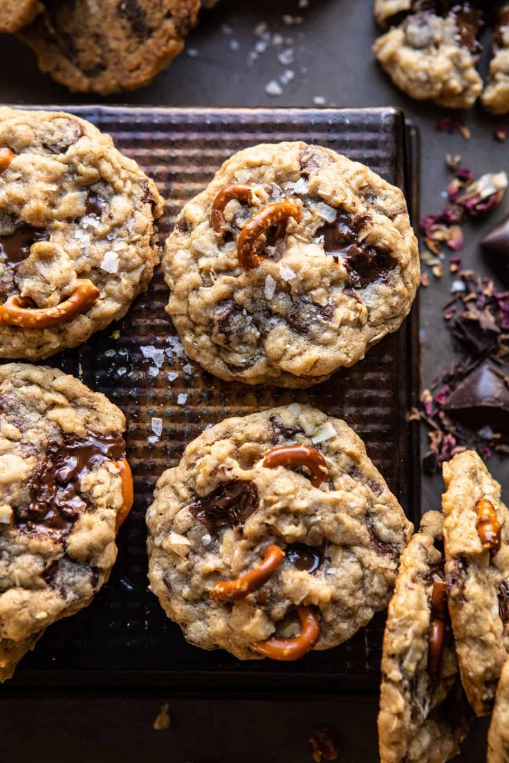 chocolate chip cookies with pecans and sea salt