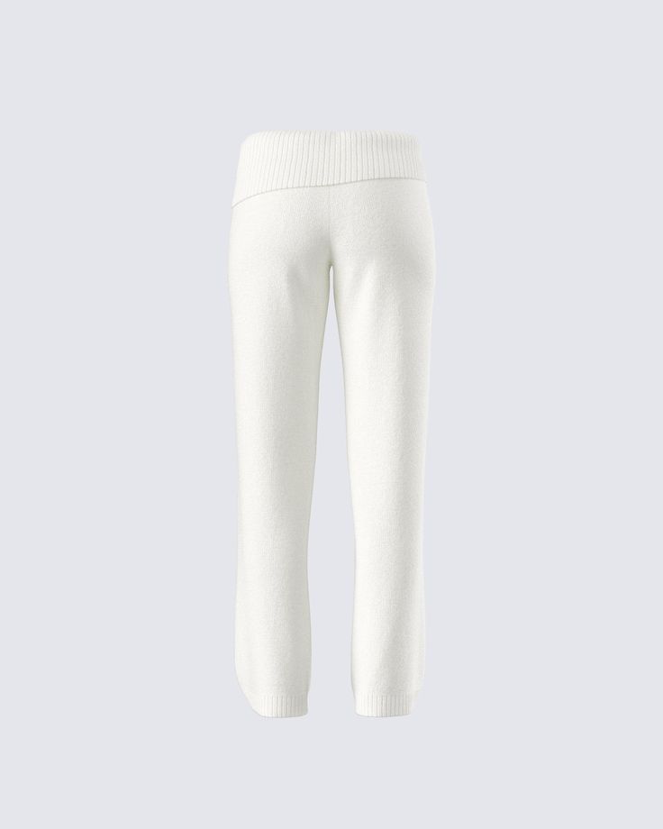 Make any day cuter and cozier with these white knit pants 🤍 Complete with a ribbed fold over top edge and wide leg fit, this piece is the perfect look for grocery store runs, self care days, and everything in between ✨ White Wide-leg Bottoms With Ribbed Waistband, White Wide Leg Bottoms With Ribbed Waistband, Comfortable White Pants For Fall, Knit Bottoms With Ribbed Cuffs For Loungewear, White Bottoms With Ribbed Waistband And Stretch, White Stretch Bottoms With Ribbed Waistband, Cozy White Bottoms For Fall, White Ribbed Bottoms For Fall, White Bottoms With Ribbed Waistband For Everyday