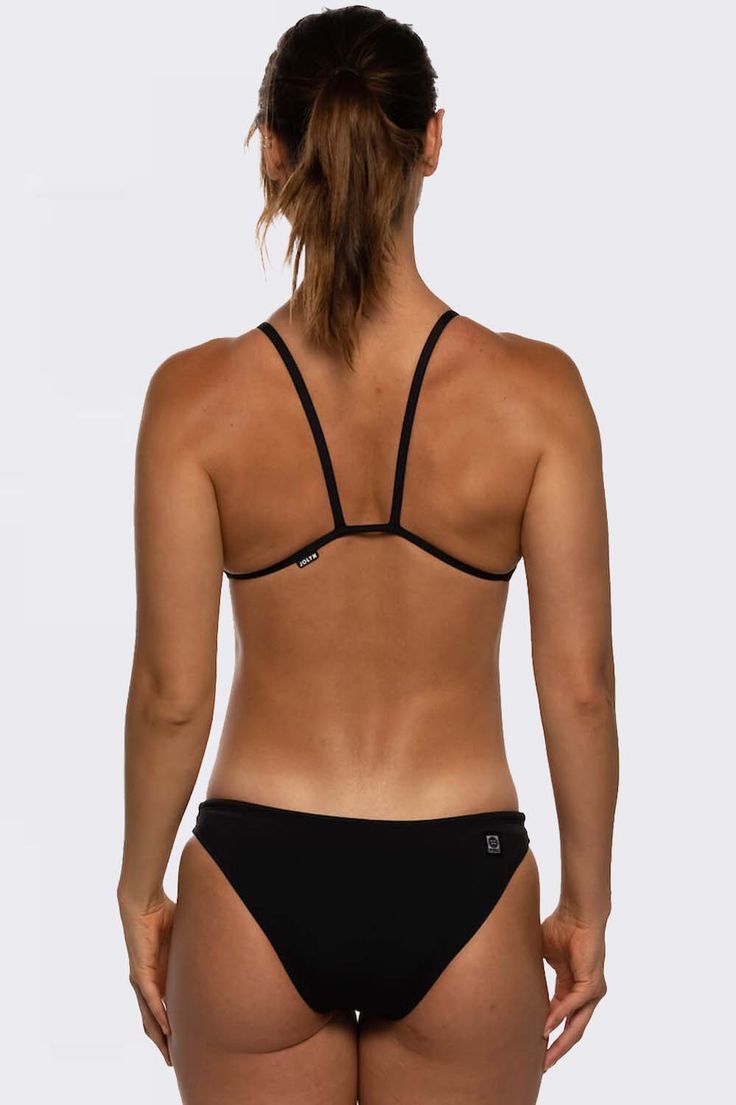 Black Black T-back Swimwear For Swimming, Black Nylon Swimwear With Drawstring, Adjustable Straps Tie-side Swimwear For Swimming, Adjustable Straps Tie-side Bottom Swimwear, Adjustable Straps Tie-side Swimwear, Seamless Nylon Swimwear For Water Sports, Black T-back Tankini For Pool, Black Nylon Tankini For Swimming, Black Adjustable Swimwear For Poolside