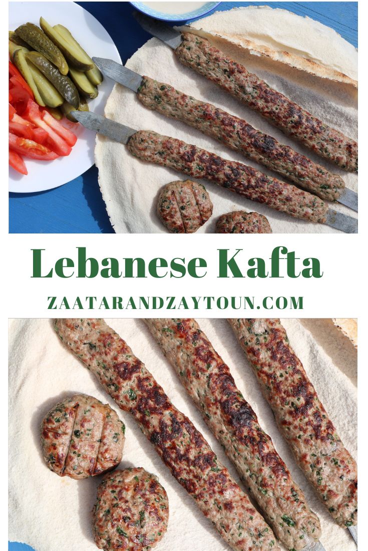 an assortment of meats and vegetables on a white plate with the words lebanese kafta