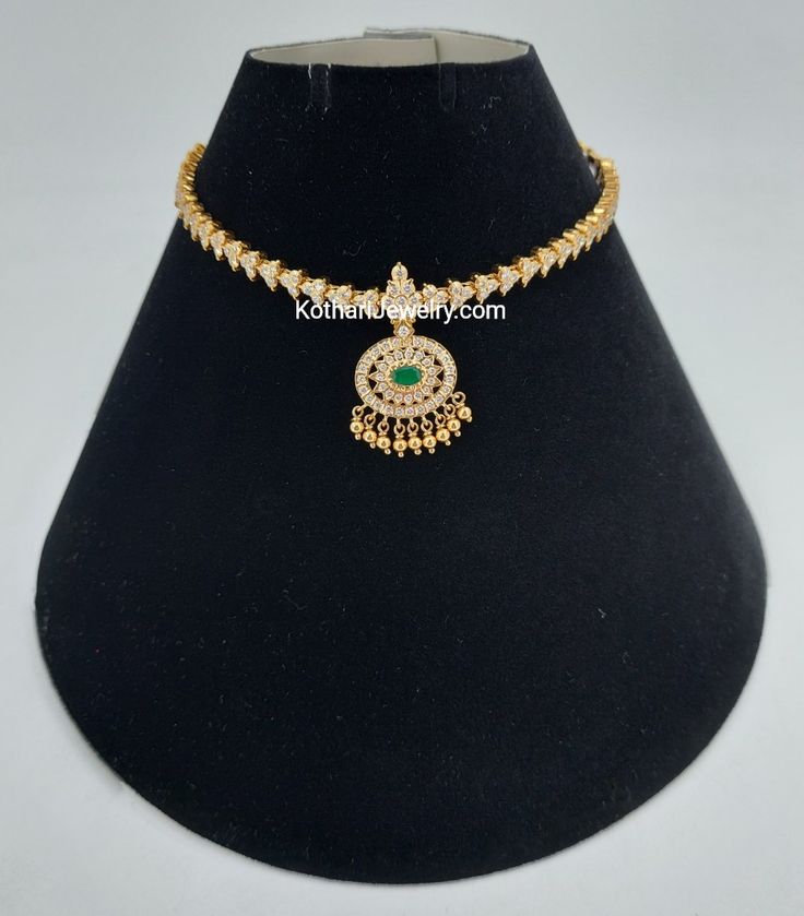 Addigai Necklace Diamond, Diamond Addigai Designs, Diamond Tussi, Addigai Designs, Closed Setting Diamond Necklace, Addigai Necklace Gold, Diamond Addigai, Close Setting Diamond Jewellery, Fashion Jewelry Necklaces Gold