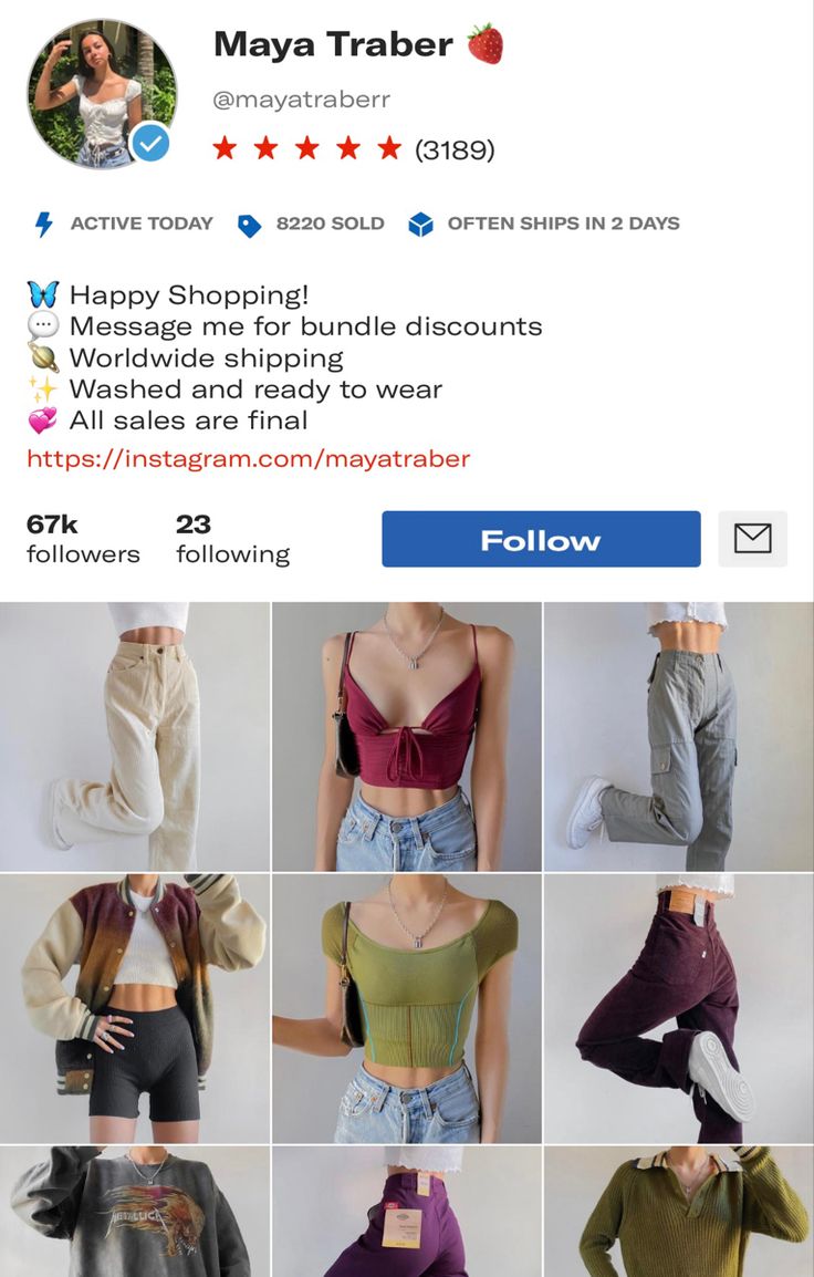 a woman's top and shorts are shown on an instagramture page, with the caption happy shopping