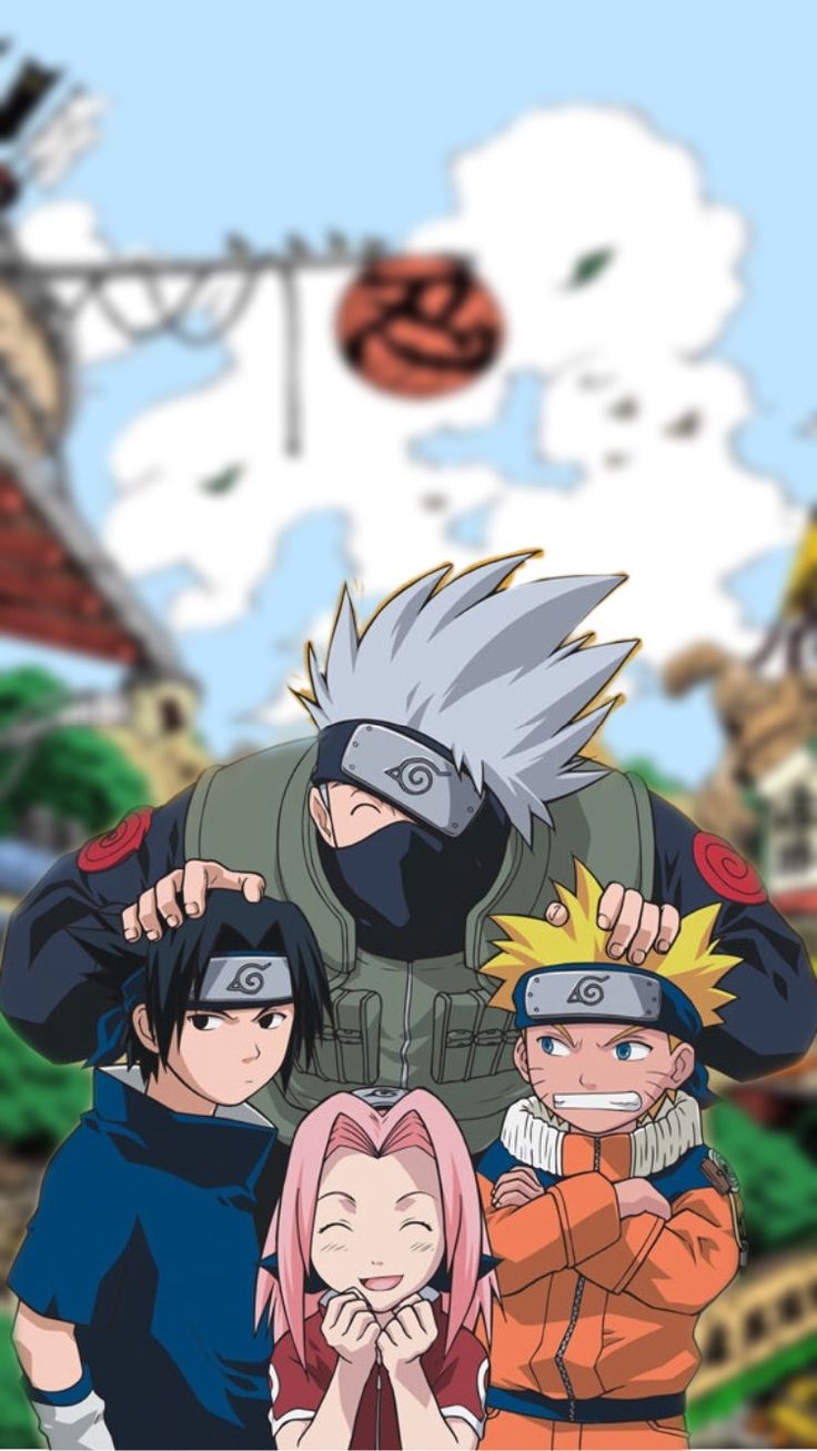 naruto and his friends are posing for the camera