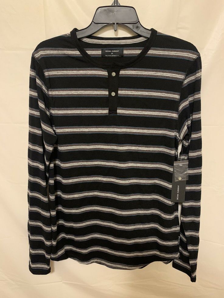 Ovean Current Long Sleeve Shirt (Size M). Casual Striped Long Sleeve Top For Fall, Casual Striped Tops For Fall, Casual Cotton Long Sleeve Top, Casual Striped Shirt For Fall, Guys Clothing Styles, Clothing Styles, Full Sleeve, Long Sleeve Shirt, Sleeve Shirt