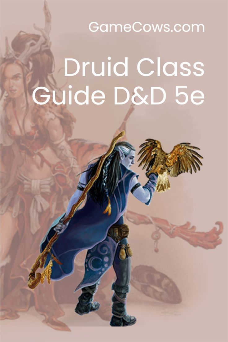 an image of a woman holding a bird in her hand with the words druid class guide