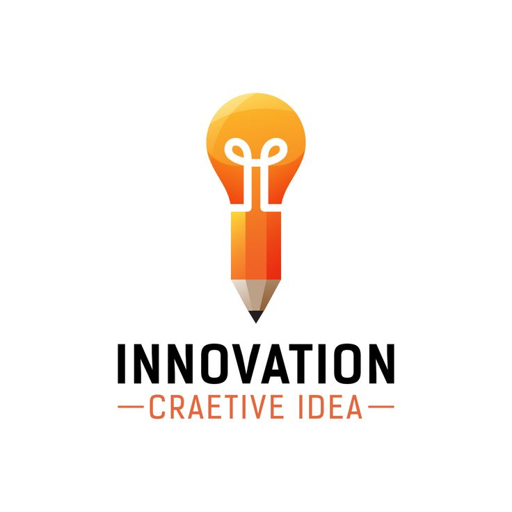 the logo for innovation creative idea, with a pencil in the shape of a light bulb