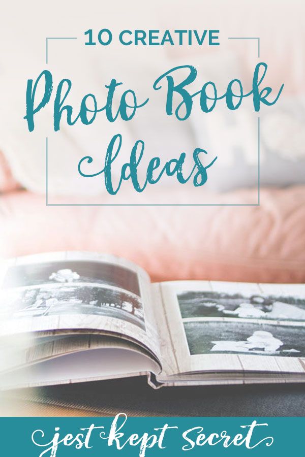 an open book with the title 10 creative photo book ideas