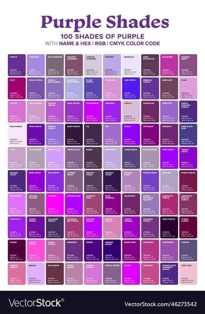 purple shades with names and colors