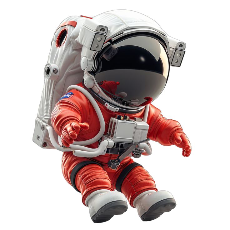 an astronaut is flying through the air with his helmet on and arms extended out,