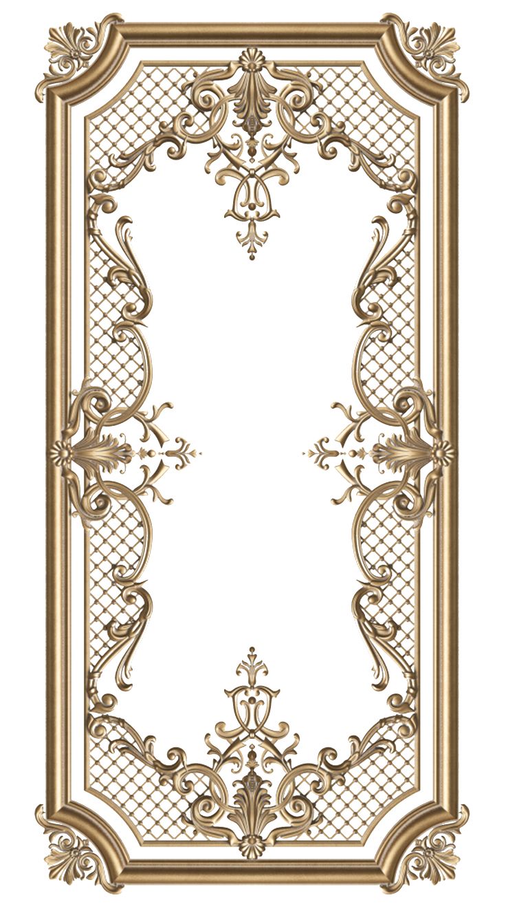 an ornate gold frame with scrolls and flowers on the edges, isolated against a white background