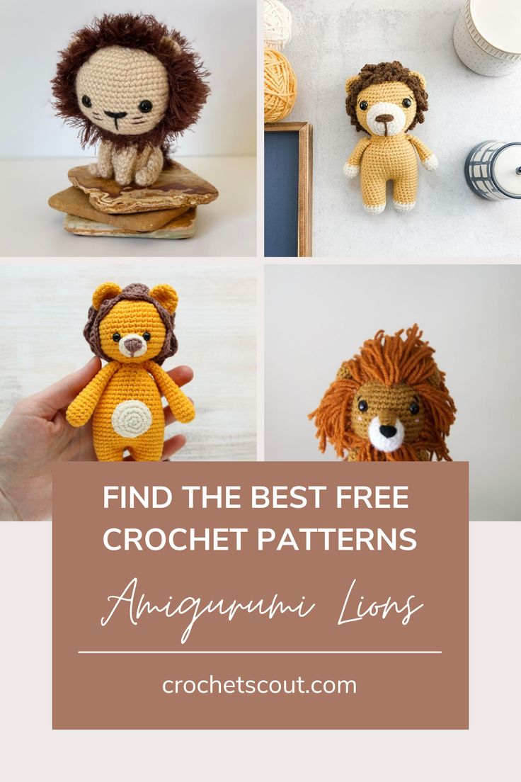 Amigurumi lions. Lion Free Crochet Pattern, Lion Toys, Crochet Lion, Africa Animals, Crochet Car, Modern Crochet Patterns, Lion Cub, Modern Crochet, Amigurumi Free