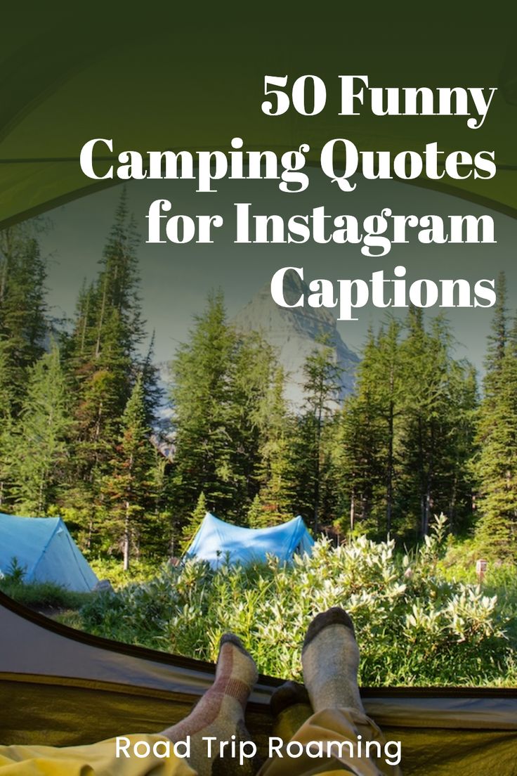 a person laying in a hammock with the words 50 funny camping quotes for instagram