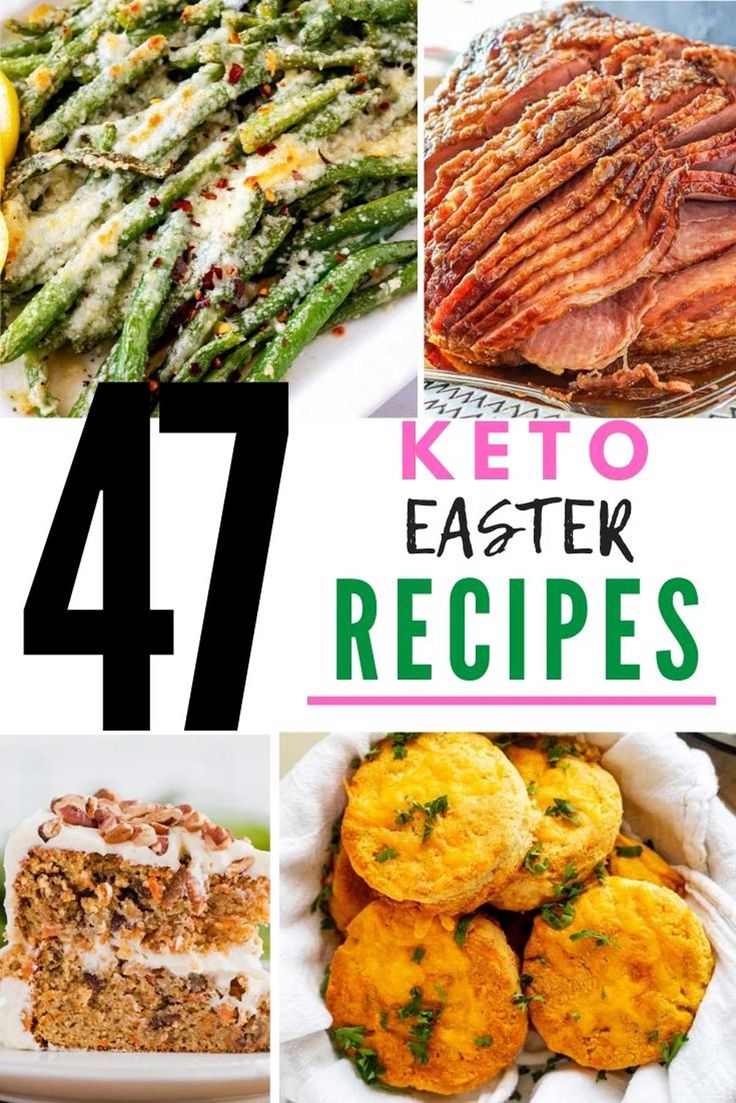 four different pictures with the words 47 keto easter recipes