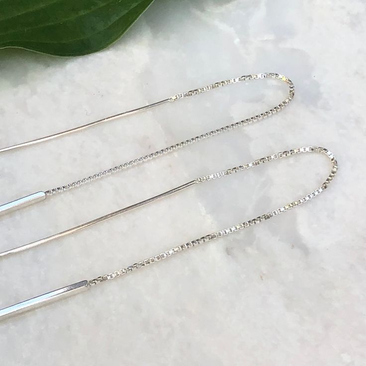 Sterling Silver Threader Box Chain Bar Ear Wire Earrings, Sterling Silver Threader Box Chain Bar Ear Wire Earrings - Legacy Saint Jewelry Saint Jewelry, Anniversary Wedding Band, Design Earrings, Polish Silver, Silver Box, Threader Earrings, Fabric Ribbon, Bar Earrings, Gold Polish