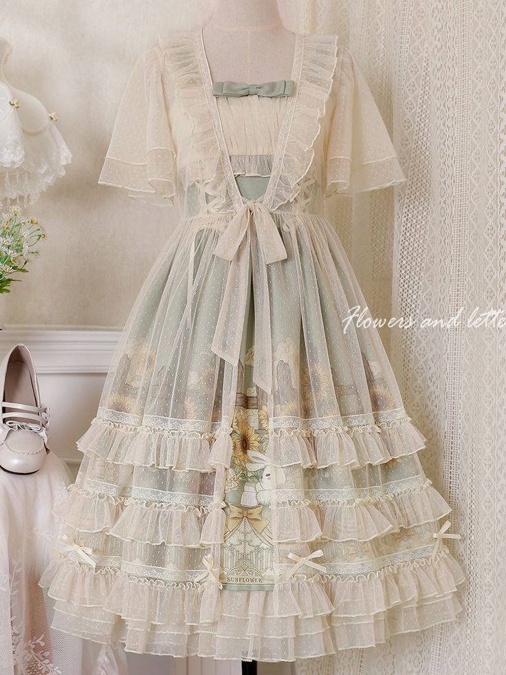 Women's Elegant Sunflower Lolita Dress
Size Chat： Gaun Abad Pertengahan, Skirt Tulle, Jumper Skirt, Bunny Print, Sunflower Pattern, Sling Dress, Linen Style, Kawaii Clothes, Lolita Dress