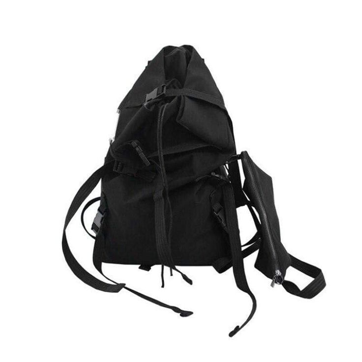 Black Tactical Backpack Techwear Style School Backpack, Techwear School Backpack, Techwear Backpack For School, Techwear Style Bags With Multiple Pockets For Streetwear, Techwear Style Nylon School Bag, Nylon Techwear School Bags, School Techwear Nylon Bags, Nylon Backpack Shoulder Bag For Streetwear, Streetwear Backpack With Multiple Pockets