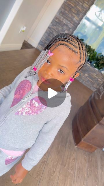 Kid Braids Natural Hair, Lemonade Braids Kids Natural Hair, Lemonade Fulani Braids Kids, Toddler Lemonade Braids With Beads, Toddler Braid Styles With Beads, Kids Lemonade Braids With Beads, Toddler Lemonade Braids, Braiding Hairstyles For Kids, Kid Braid Styles Natural Hair