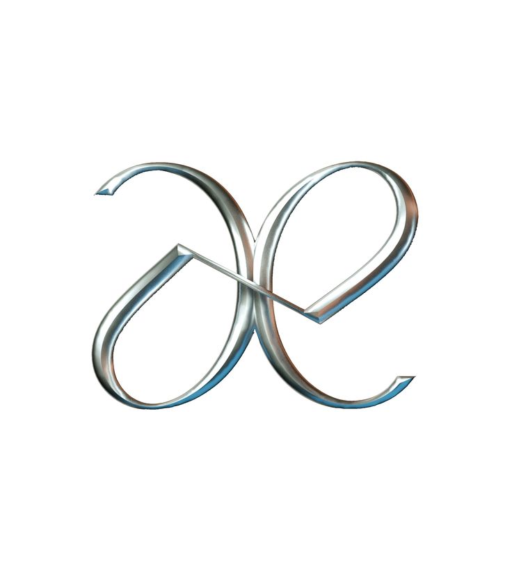 the letter e is made up of two curved metal rods, and has an elegant design