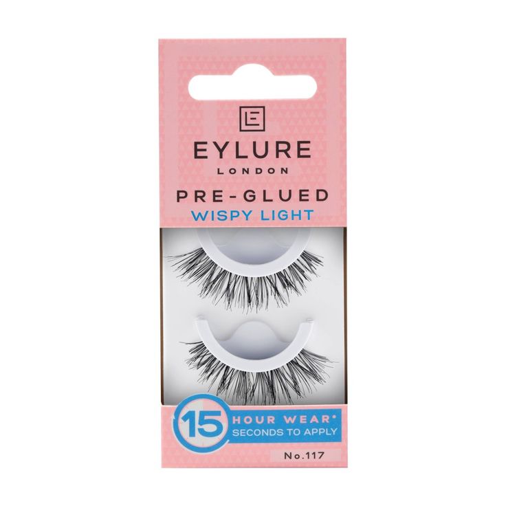 The Texture No.117 Pre-glued lash is a messed-up gorgeous lash that will lightly and beautifully elongate your eye. A wispy classic! with no glue, no mess and no stress, the new formula pre-glued band has been created to last longer than all other pre-glued lashes, with a guaranteed 15-hour wear! Go from desk to dancefloor in a flash with the Eylure Pre-glued lashes. The lashes all have a cushioned band that create a comfortable wear whilst the black lash band gives a 'built-in eyeliner' look. G Full Lashes, Faux Lashes, Black Lashes, Strip Eyelashes, Eyeliner Looks, Fake Lashes, Lash Glue, Fake Eyelashes, Light Texture