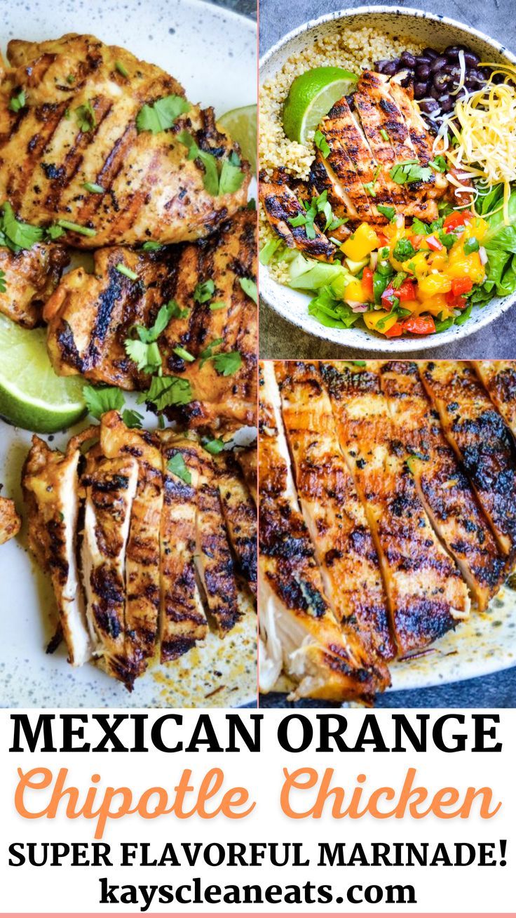 the mexican orange chipotle chicken recipe is shown