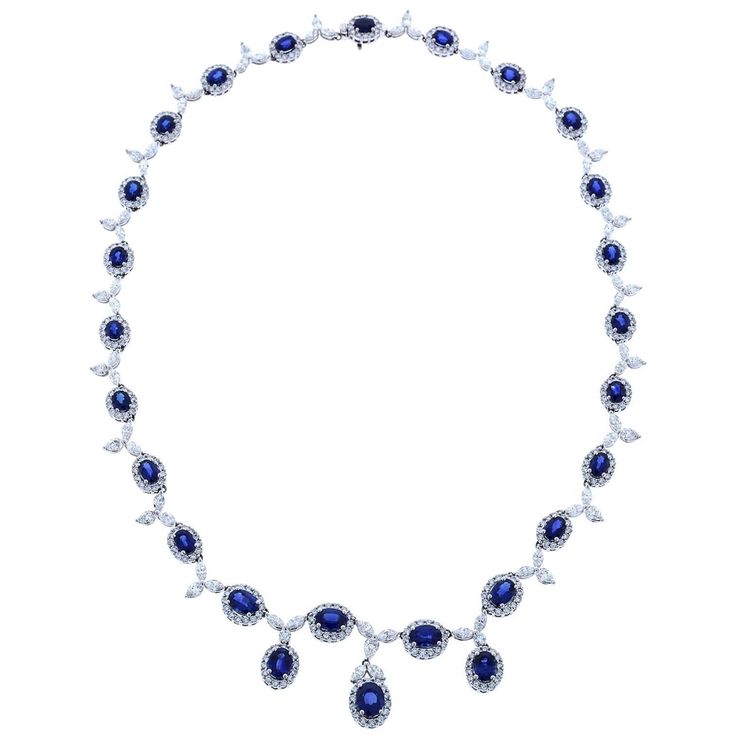 Gregg Ruth Important Precious Color collection Sapphire and diamond necklace. Gregg Ruth Style number CF0410AWCHDS001. Curent Retail $86,320 Luxury Sapphire Necklace For Formal Occasions, Formal Round Sapphire Necklaces, Formal Diamond Gemstone Necklace, Oval Cubic Zirconia Necklaces For Formal Occasions, Formal Sapphire Diamond Necklace In Fine Jewelry Style, Classic Sapphire Diamond Necklace For Formal Occasions, Sapphire Diamond Necklace For Formal Occasions, Fine Jewelry Necklace With Sparkling Stones For Formal Events, Classic Sapphire Necklace For Formal Occasions