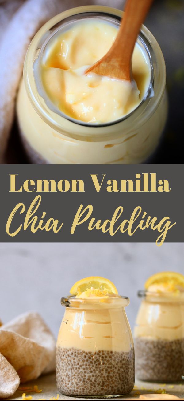 lemon vanilla chia pudding in a glass jar