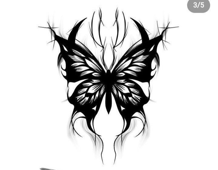 a black and white drawing of a butterfly