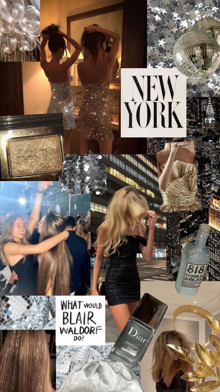 a collage of photos with the words new york written on them and images of women dancing