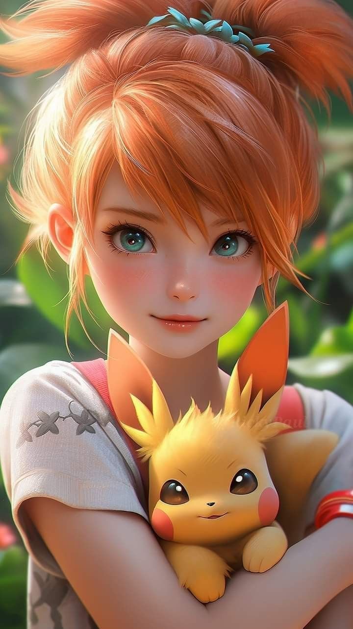 a girl holding a pokemon pikachu in her arms