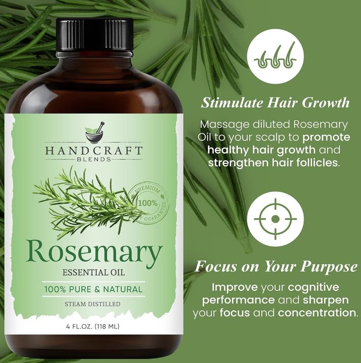 100% PURE & NATURAL ROSEMARY OIL - Handcraft Blends oils are exactly that! Many oils being sold make that claim but are in fact made of natural isolates and mixtures. Each essential oil is tested by an independent lab which is why every bottle comes with a Quality Guaranty.
ROSEMARY OIL FOR HAIR – Rosemary essential oil is a natural hair oil for healthy hair.
BOTTLED IN THE USA – Our oils are sourced from the best regions all over the world to bring you the best and finest. Hair Rosemary, Oil For Healthy Hair, Natural Hair Oil, Rosemary Oil For Hair, Rosemary Essential Oil, Natural Hair Oils, For Healthy Hair, Rosemary Oil, Oil For Hair