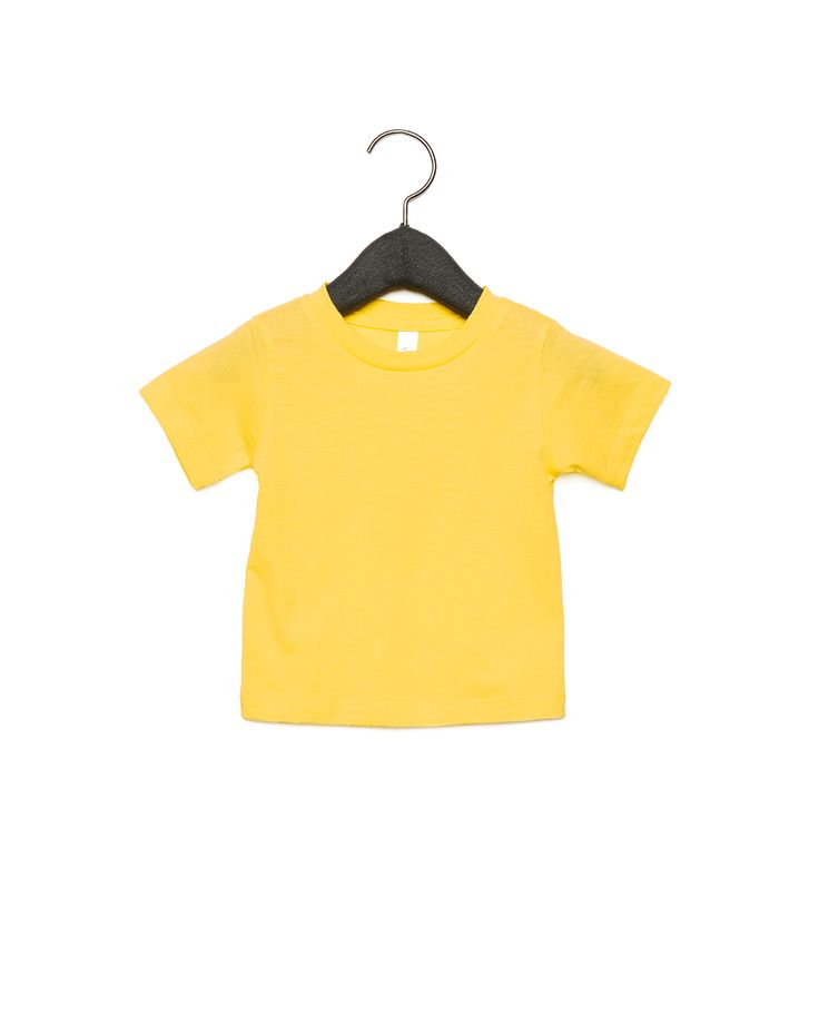 Infant Jersey Short Sleeve T-Shirt - YELLOW - 3-6MOS | Bella + Canvas Infant Jersey Short Sleeve T-Shirt in Yellow Size 3-6MOS | Cotton B Tshirt Plain, Yellow Tshirt, Yellow Kids, Youth Clothing, White Shirt Men, Blank T Shirts, Baby Shorts, Made Clothing, Basic Shirts