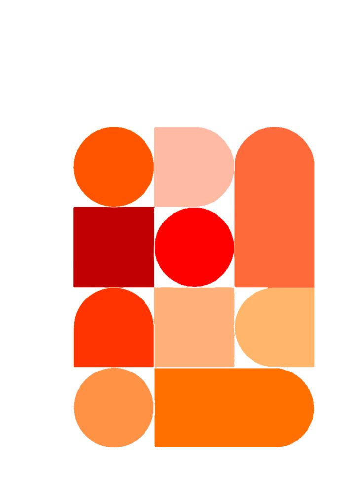 an orange and red abstract design on a white background