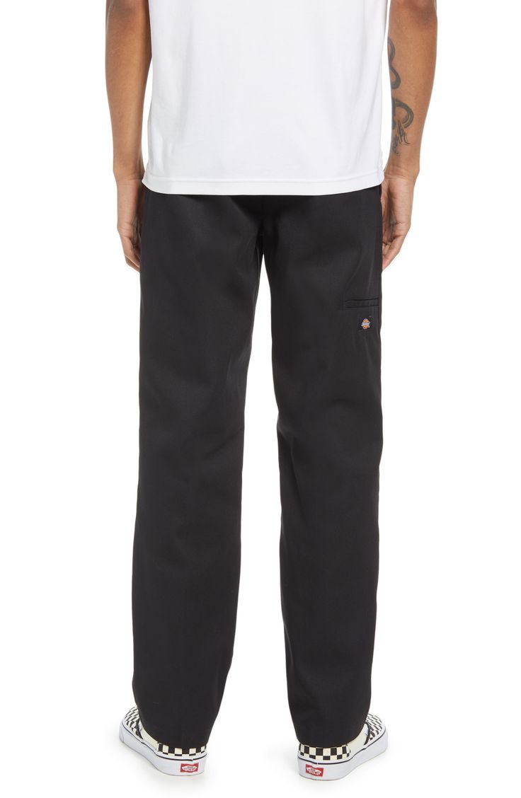 Soft and stretchy twill cotton enhances the comfort of contemporary workwear pants featuring a sturdy double knee to reduce wear and tear. Style Name:Dickies Men's Flat Front Double Knee Pants. Style Number: 6196860. Black Cargo Pants With Welt Pockets For Fall, Black Work Pants With Pockets And Straight Hem, Work Pants With Cargo Pockets, Full Length Work Pants With Cargo Pockets, Full-length Cargo Work Pants, Black Utility Pants With Welt Pockets, Black Utility Bottoms With Welt Pockets, Black Work Pants With Cargo Pockets, Full Length Work Pants With Hip Pockets For Streetwear