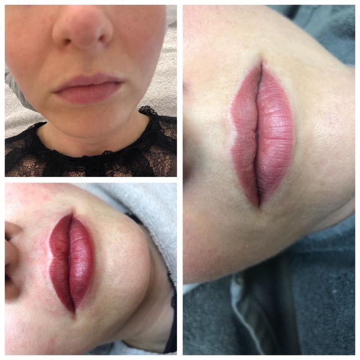 four pictures of lips with different angles and colors