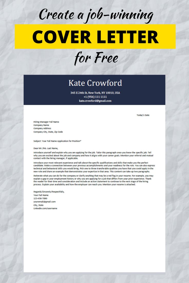 a cover letter for a job application with the title'create a job - winning cover letter