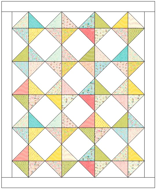 the finished quilt block is shown in pastel colors