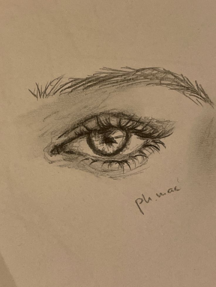 a pencil drawing of an eye with eyelashes