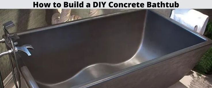 a bathtub sitting outside with the words how to build a diy concrete bathtub