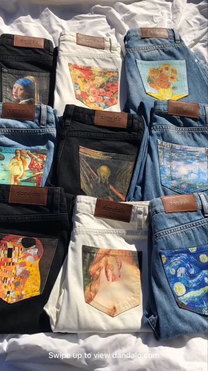 Custom Diy Ideas, Paint On Clothes, Painted Pants, فنسنت فان جوخ, Painted Clothes Diy, Nail It, Arte Van Gogh, Diy Clothes Design, Painted Jeans