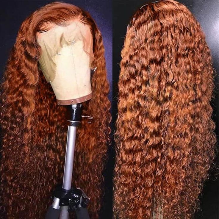 Light Auburn Deep Wave 13x4 Transparent Lace Front Wig -Asteriahair Curly Ginger, Blonde Ombre Hair, Lace Closure Hairstyles, Ginger Brown, Human Hair Color, Curly Hair Wig, Lace Front Human Hair Wigs, Curly Human Hair Wig, Ombre Wigs