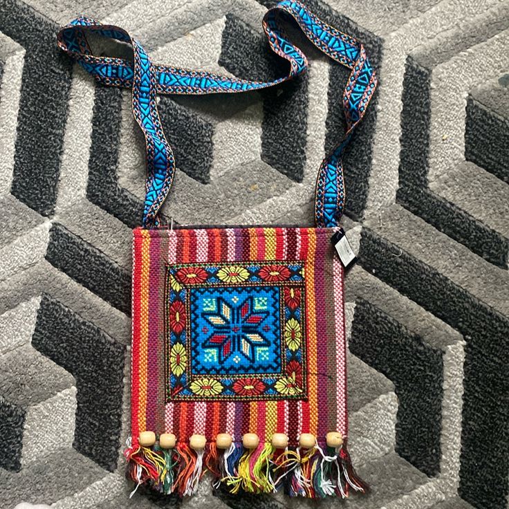 Mexican Crossbody Bag New Blue Square Shoulder Bag With Mobile Phone Pocket, Multicolor Pouch Shoulder Bag For Mobile Phone, Multicolor Mobile Phone Pouch Shoulder Bag, Multicolor Crossbody Shoulder Bag With Mobile Phone Bag, Multicolor Crossbody Satchel With Mobile Phone Bag, Blue Tote Shoulder Bag For Festivals, Trendy Festival Crossbody Bags, Blue Rectangular Bags For Festival, Multicolor Crossbody Shoulder Bag